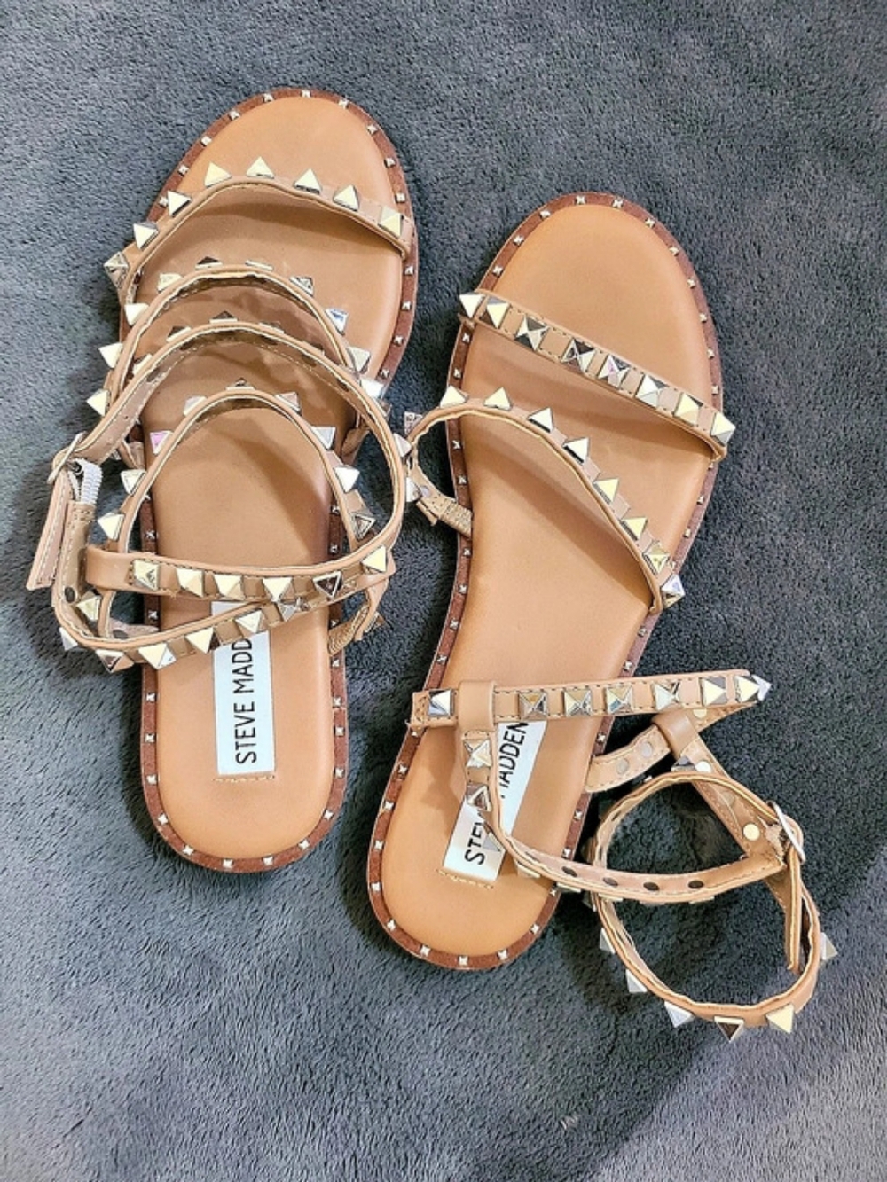 Steve Madden Travel Studded Flat Sandal Brown US 6.5